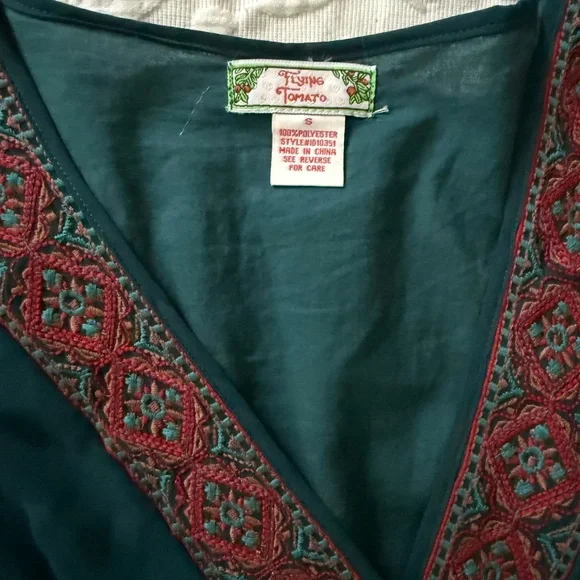 Flying Tomato Teal Embroidered mini dress - Picture 2 of 5